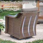 5 Piece Patio Glider Chair with Sofa Ottomans - Brown