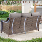 5 Piece Patio Glider Chair with Sofa Ottomans - Brown