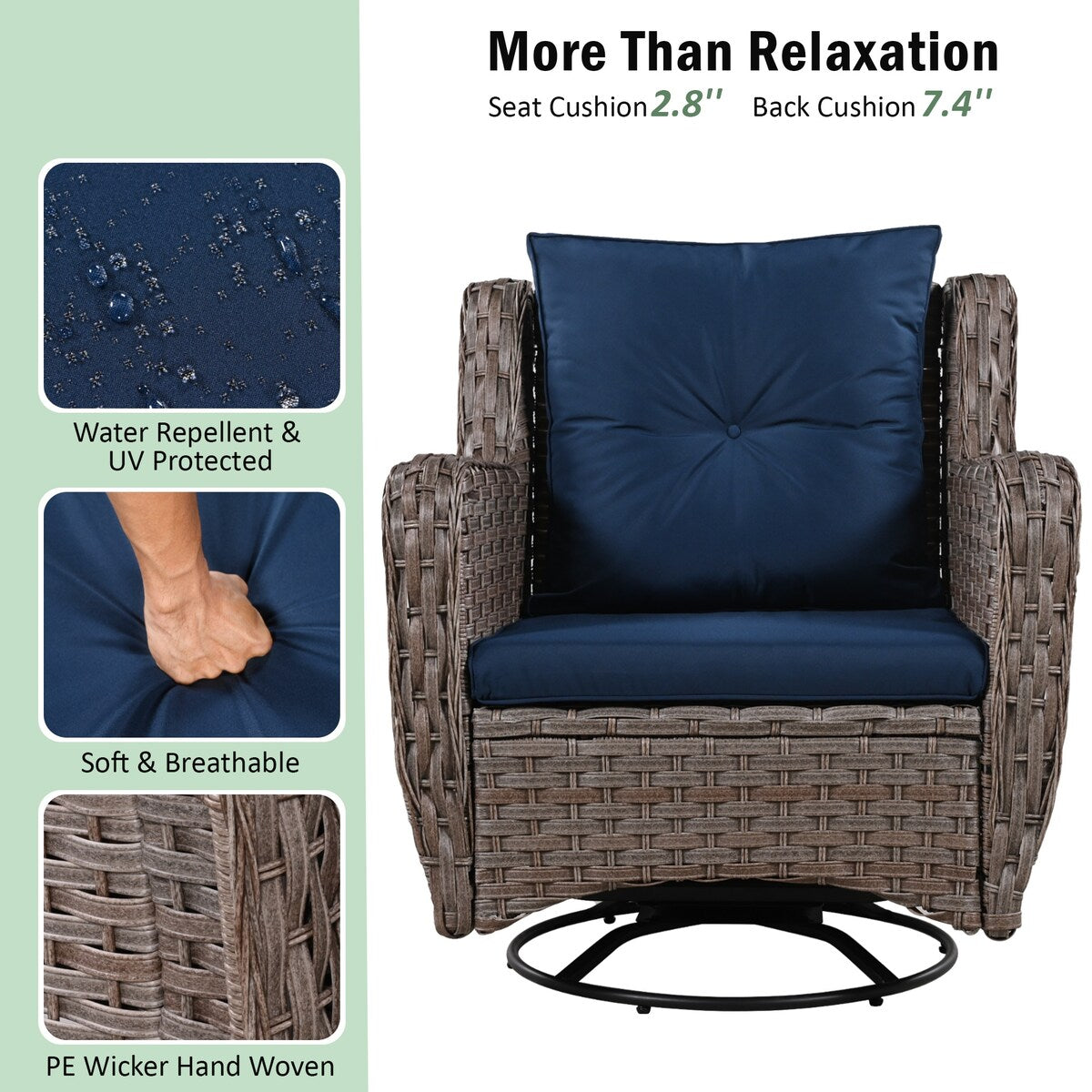 5-Piece Wicker Outdoor Rocking Chair Set with Cool Bar Table and Pet House