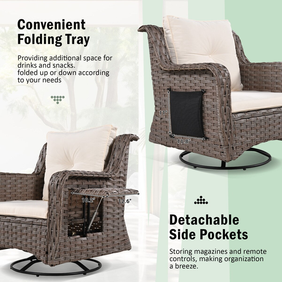 5-Piece Wicker Outdoor Rocking Chair Set with Cool Bar Table and Pet House