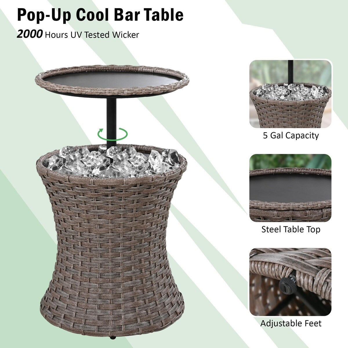 5-Piece Wicker Outdoor Rocking Chair Set with Cool Bar Table and Pet House