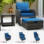 5 Pieces Outdoor Wicker Patio Furniture Set with Ottomans and coffee table