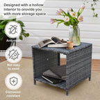 5 Pieces Outdoor Wicker Patio Furniture Set with Ottomans and coffee table