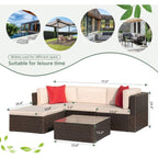 5 Pieces Patio Furniture Set Outdoor Sectional Sofa Outdoor Furniture