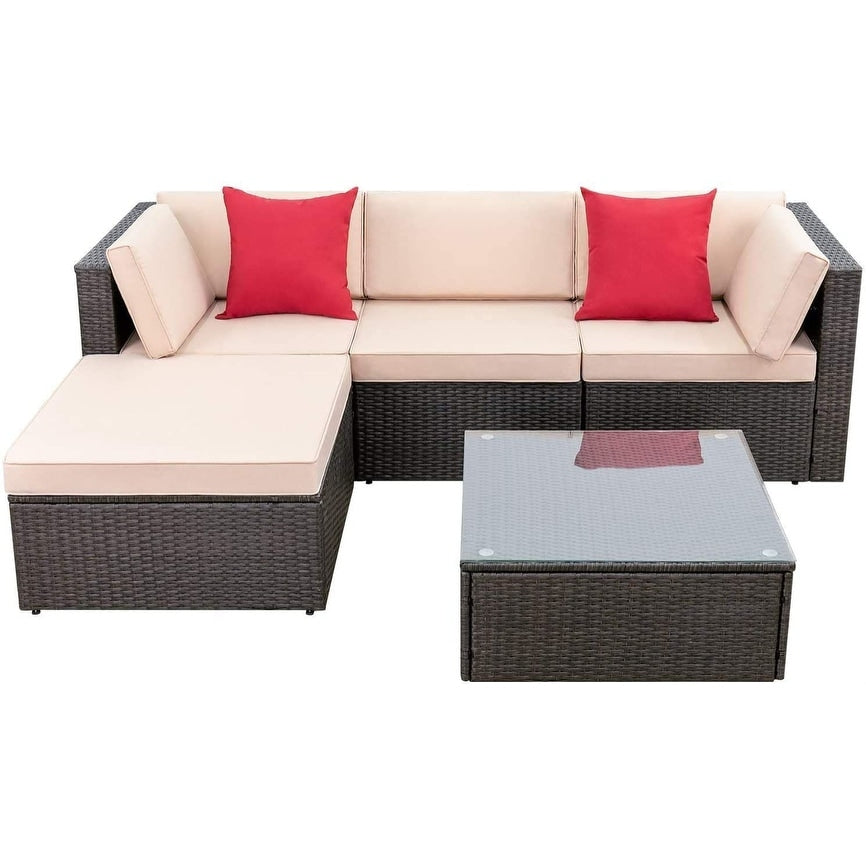 5 Pieces Patio Furniture Set Outdoor Sectional Sofa Outdoor Furniture