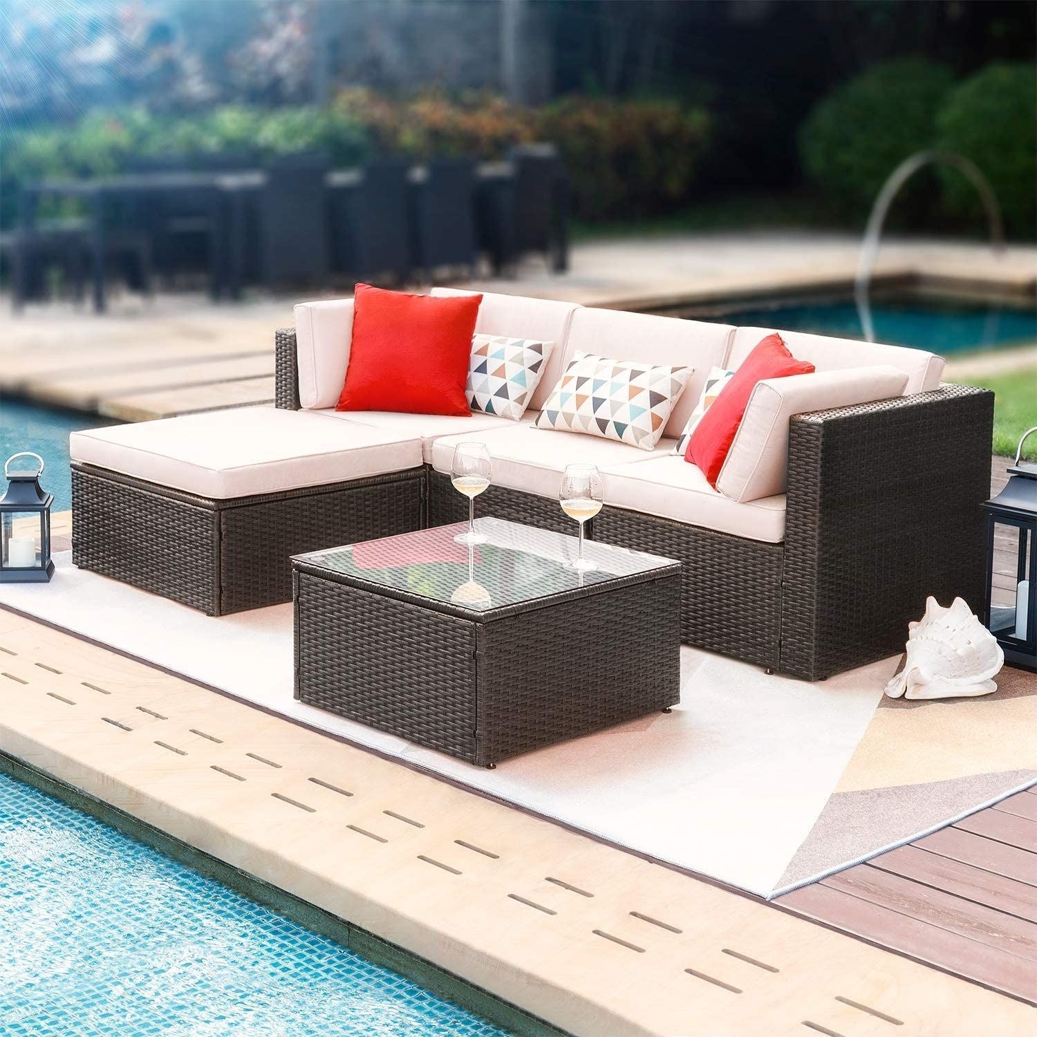 5 Pieces Patio Furniture Set Outdoor Sectional Sofa Outdoor Furniture
