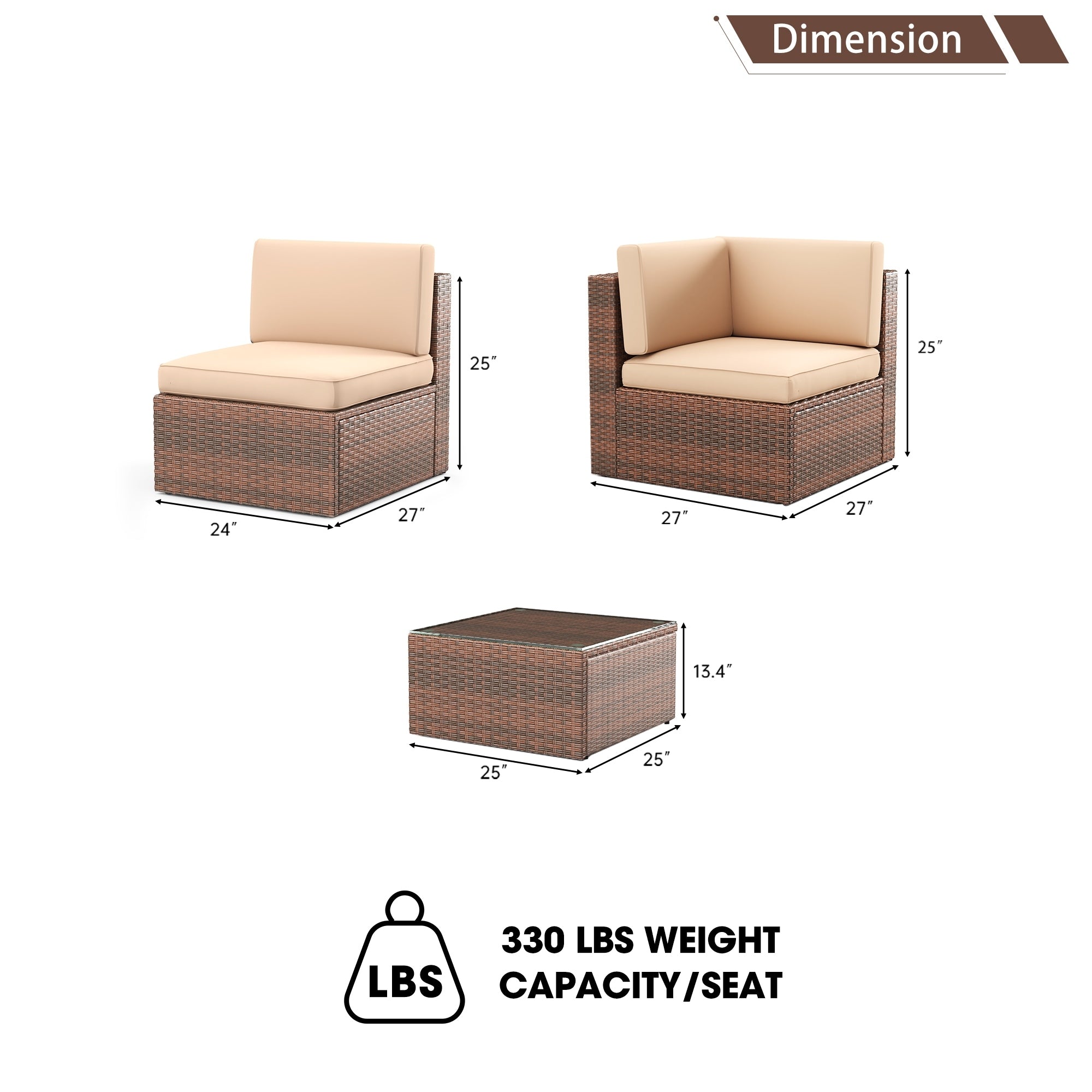 5 Pieces Patio Furniture Set