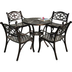 5-piece Bistro Set Cast Aluminum Patio Dining Sets with Umbrella Hole