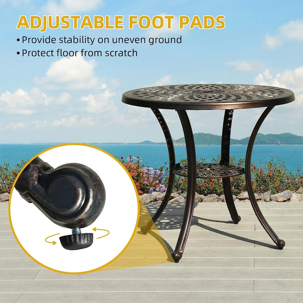 5-piece Bistro Set Cast Aluminum Patio Dining Sets with Umbrella Hole