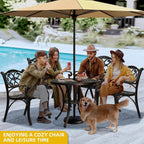 5-piece Bistro Set Cast Aluminum Patio Dining Sets with Umbrella Hole