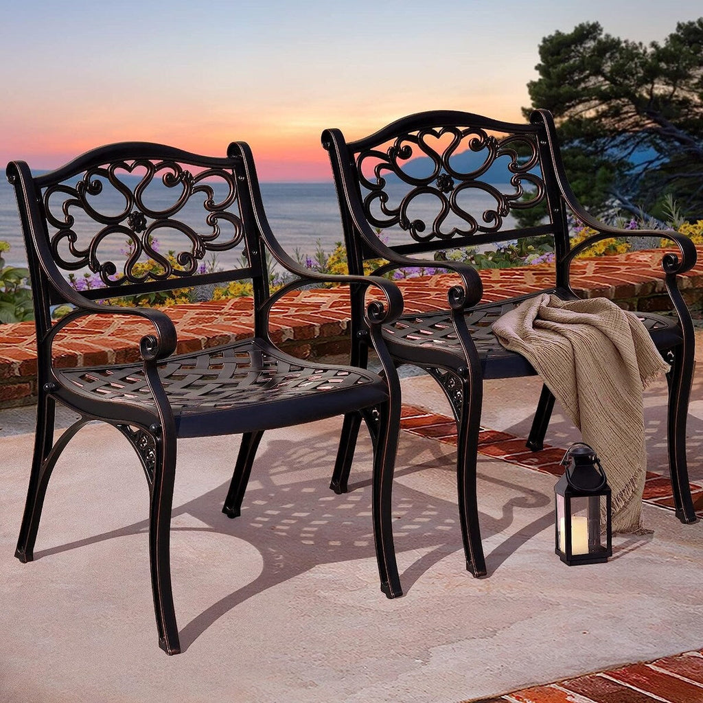 5-piece Bistro Set Cast Aluminum Patio Dining Sets with Umbrella Hole