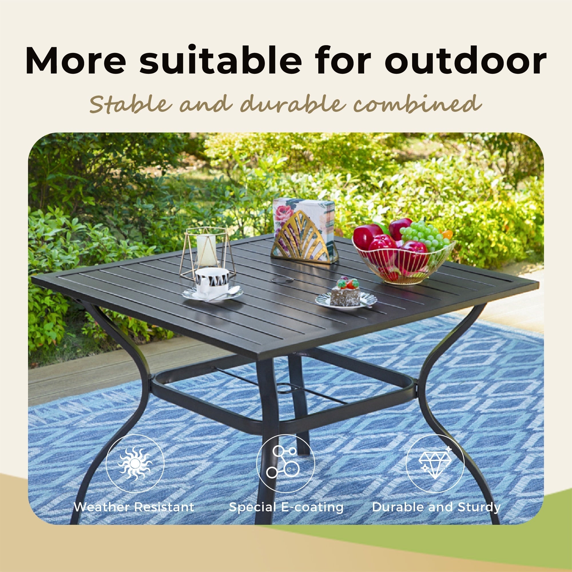 5-piece Outdoor E-coated Patio Dining Set with Stackable Chairs