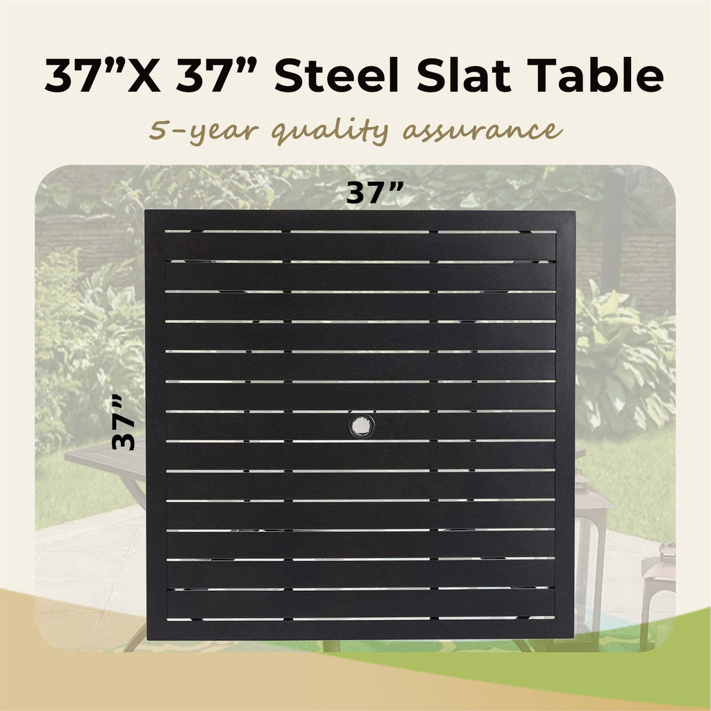 5-piece Outdoor E-coated Patio Dining Set with Stackable Chairs