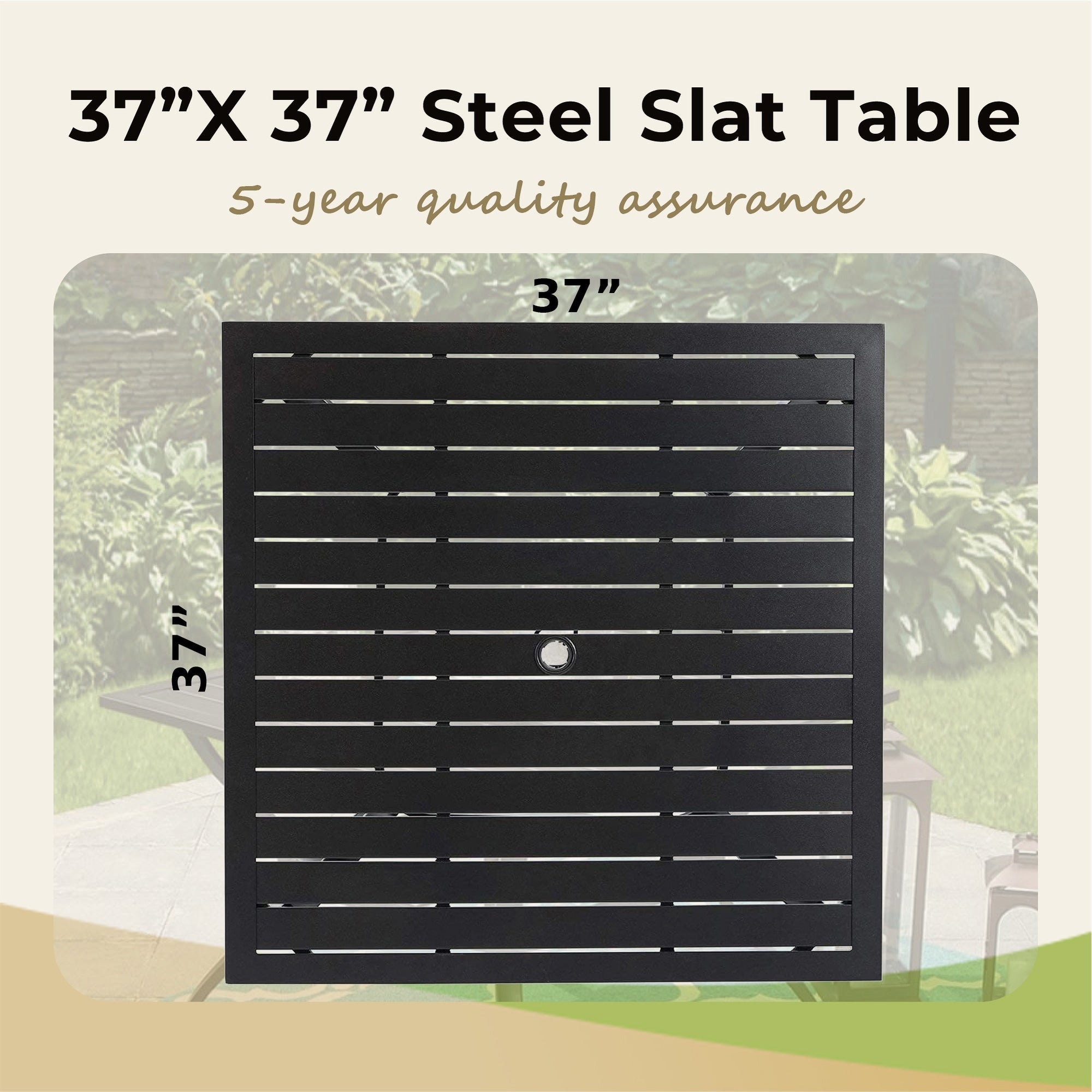 5-piece Outdoor E-coated Patio Dining Set with Stackable Chairs