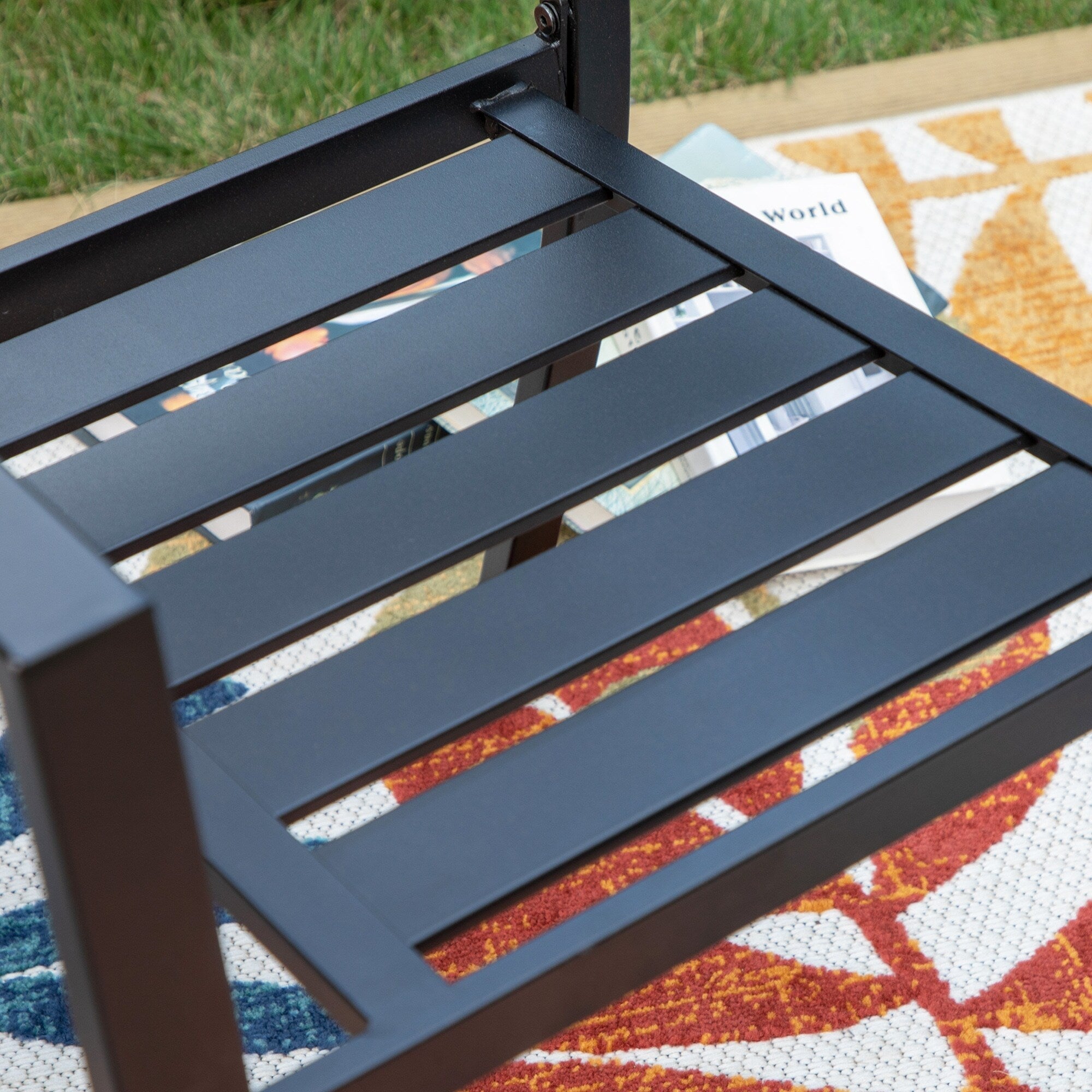 5-piece Outdoor E-coated Patio Dining Set with Stackable Chairs