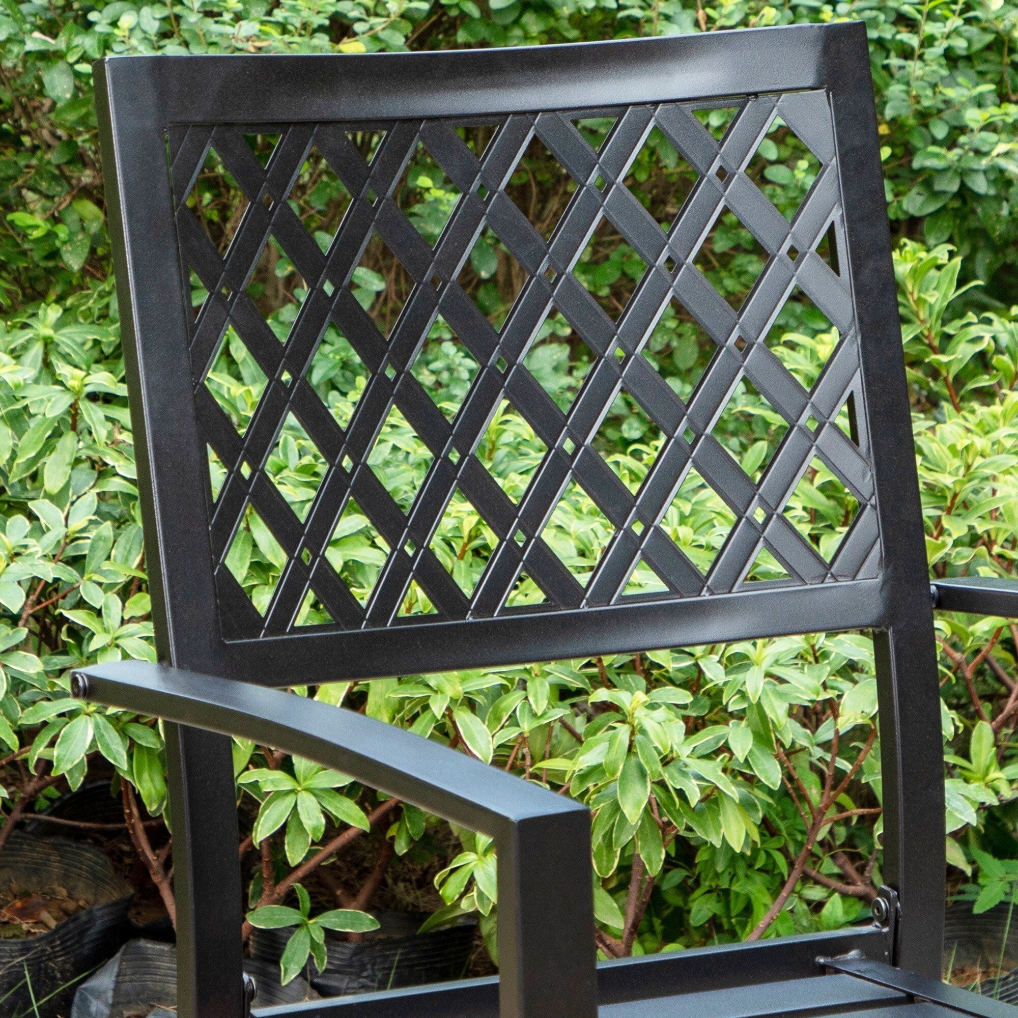 5-piece Outdoor E-coated Patio Dining Set with Stackable Chairs