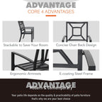 5-piece Outdoor E-coated Patio Dining Set with Stackable Chairs