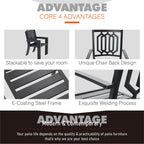 5-piece Outdoor E-coated Patio Dining Set with Stackable Chairs