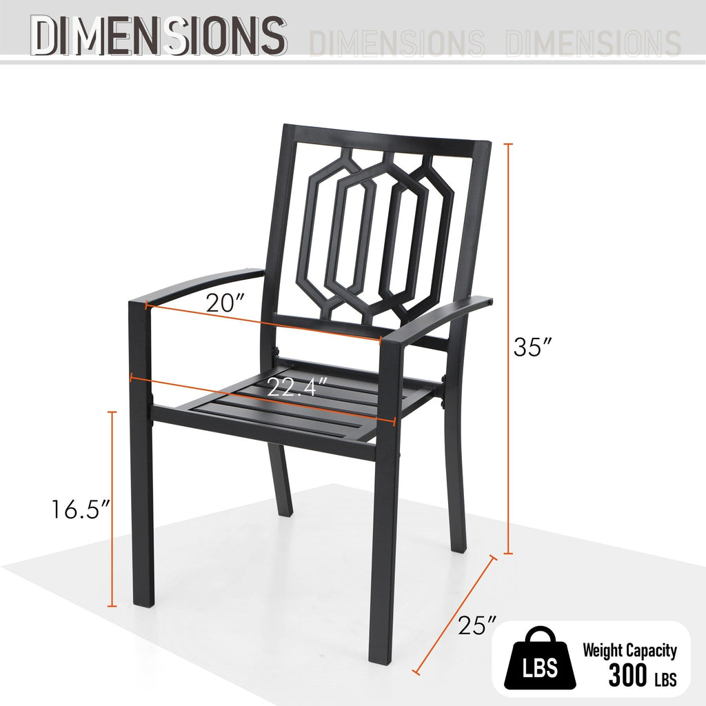 5-piece Outdoor E-coated Patio Dining Set with Stackable Chairs