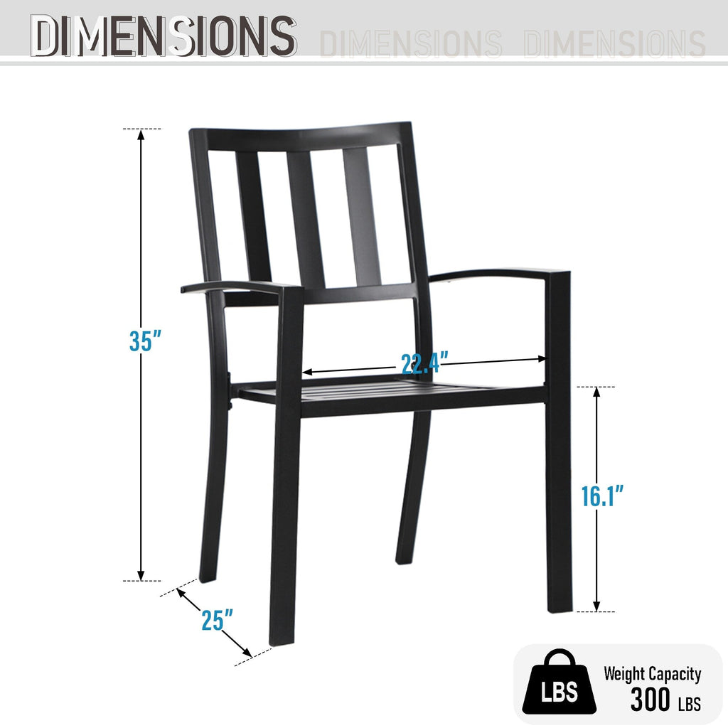 5-piece Outdoor E-coated Patio Dining Set with Stackable Chairs
