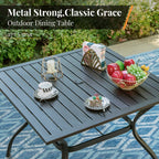5-piece Outdoor E-coated Patio Dining Set with Stackable Chairs
