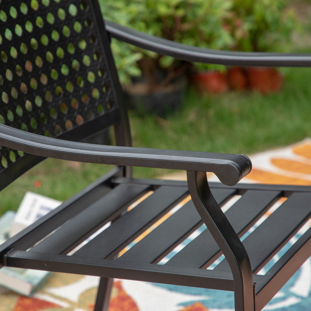 5-piece Outdoor E-coated Patio Dining Set with Stackable Chairs