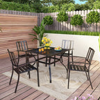 5-piece Outdoor E-coated Patio Dining Set with Stackable Chairs