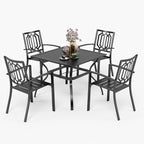 5-piece Outdoor E-coated Patio Dining Set with Stackable Chairs