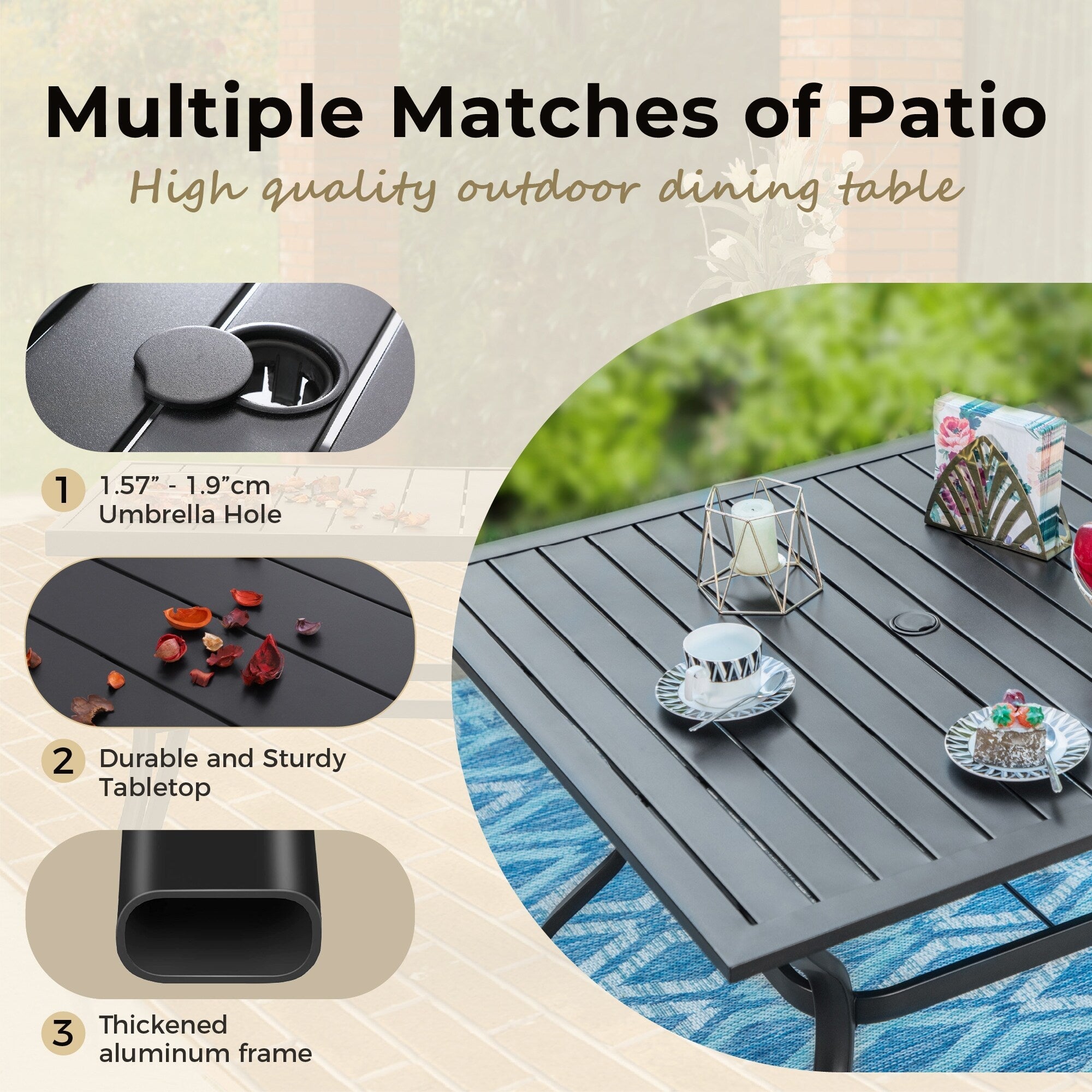5-piece Outdoor E-coated Patio Dining Set with Stackable Chairs