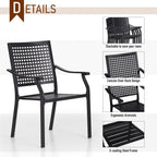 5-piece Outdoor E-coated Patio Dining Set with Stackable Chairs