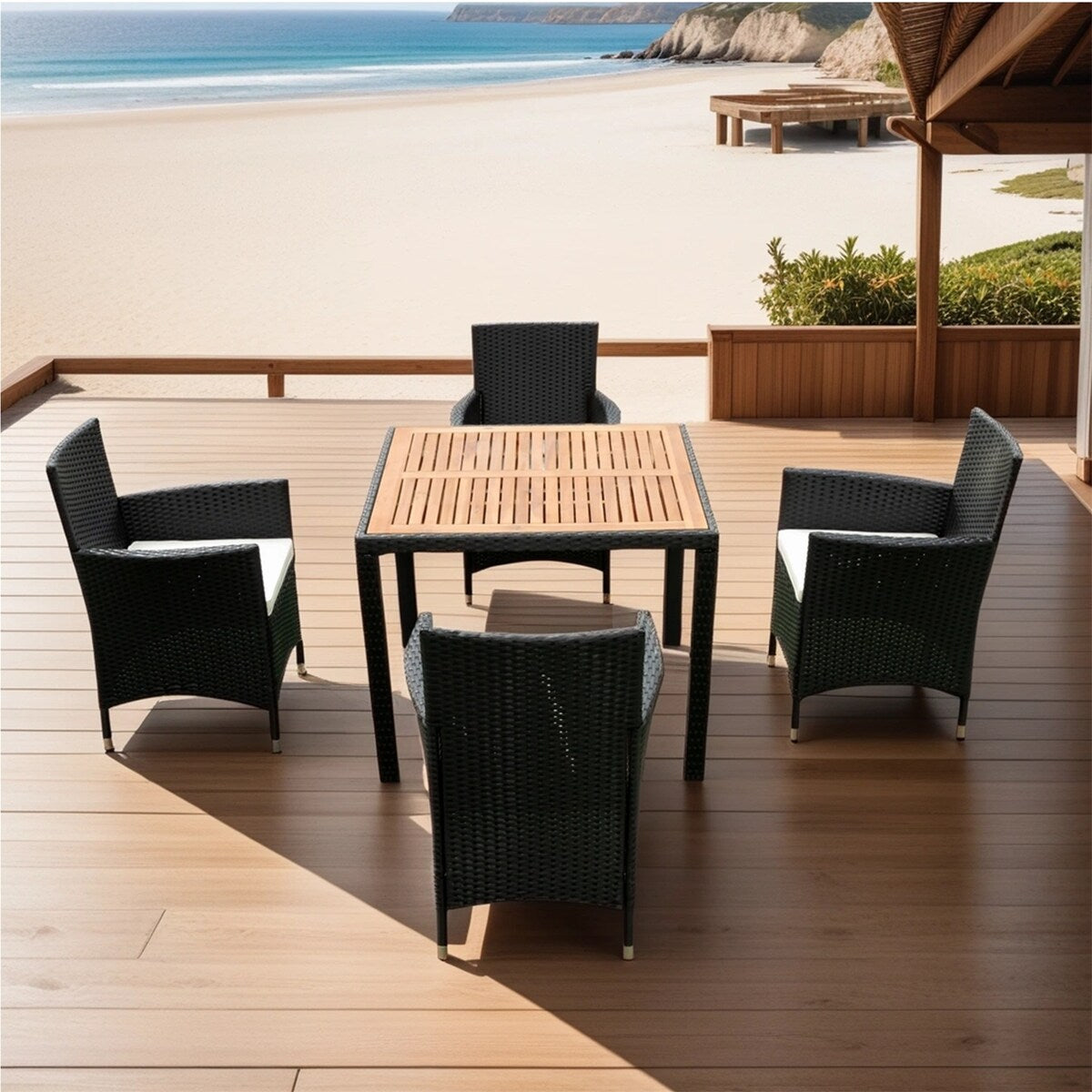 5 piece Outdoor Patio Wicker Dining Set