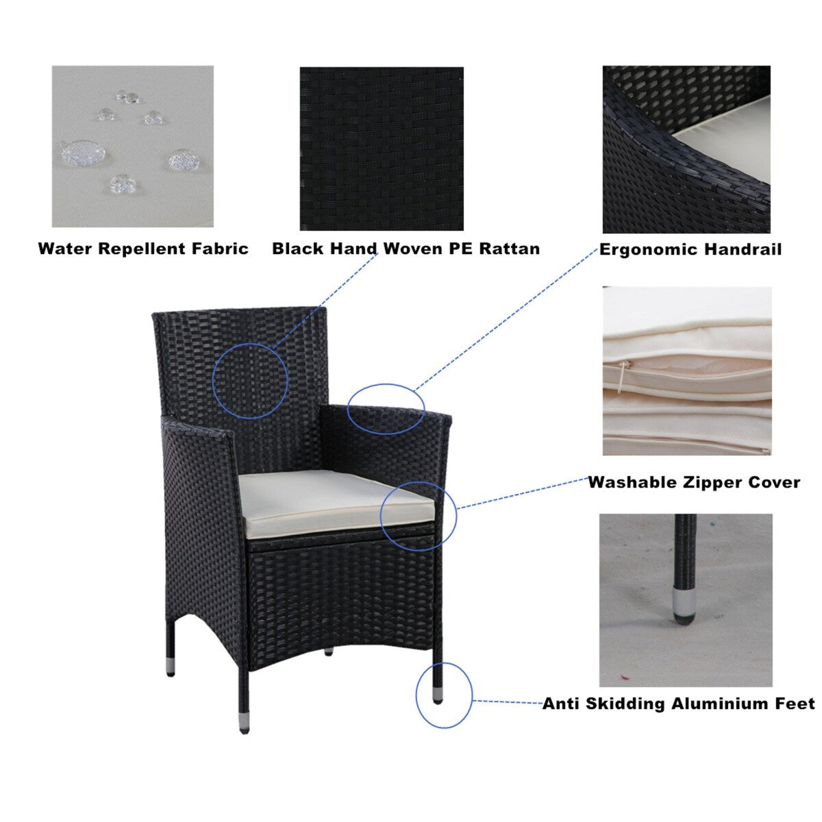 5 piece Outdoor Patio Wicker Dining Set