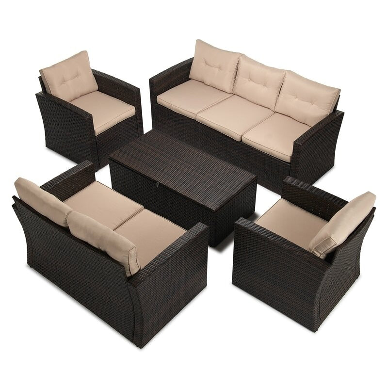 5-piece Wicker Patio Conversation Furniture Set