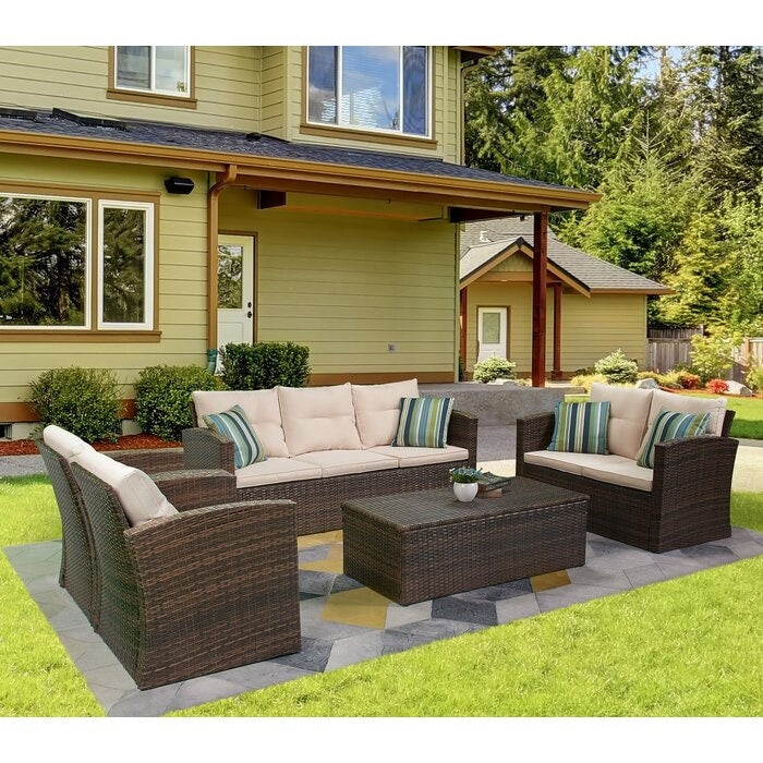 5-piece Wicker Patio Conversation Furniture Set