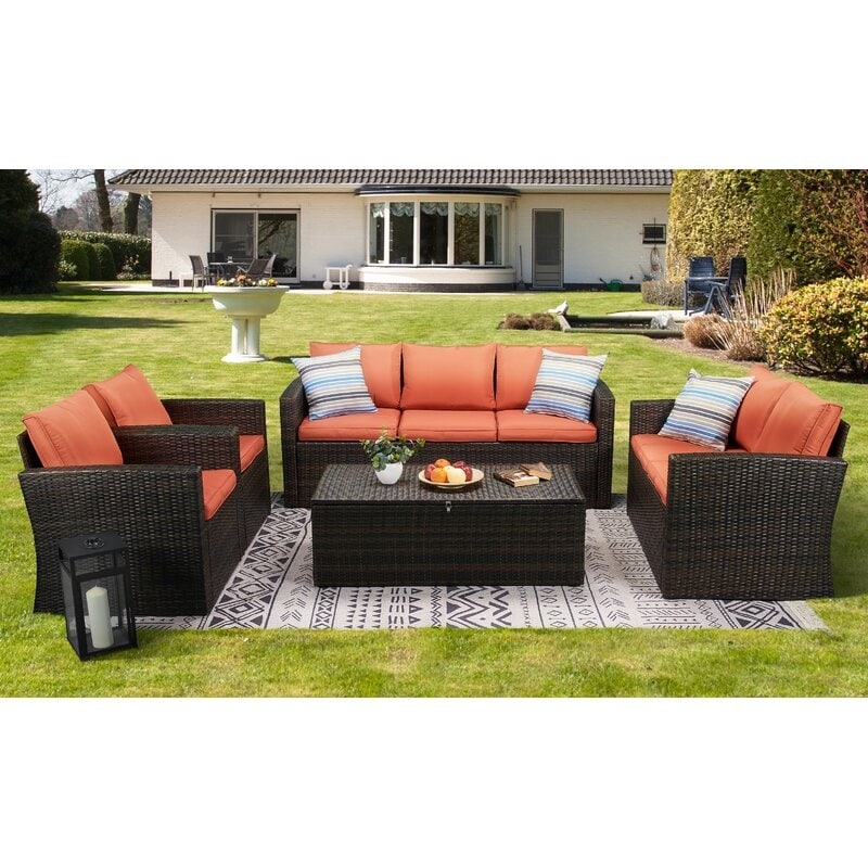 5-piece Wicker Patio Conversation Furniture Set