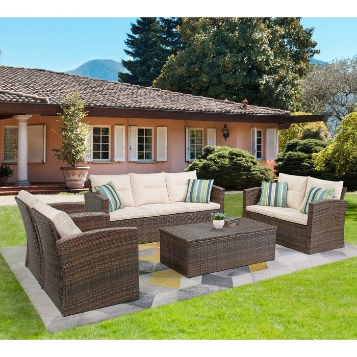 5-piece Wicker Patio Conversation Furniture Set