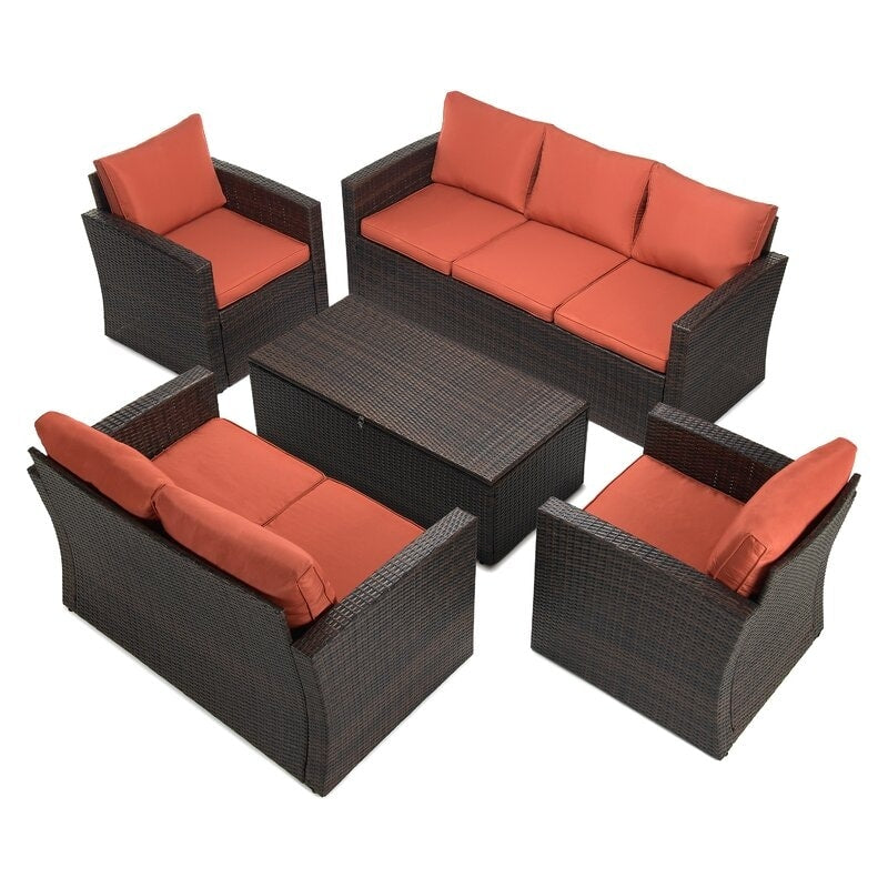 5-piece Wicker Patio Conversation Furniture Set