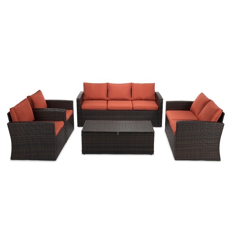 5-piece Wicker Patio Conversation Furniture Set