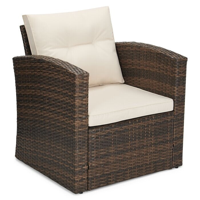 5-piece Wicker Patio Conversation Furniture Set