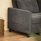 3-in-1 Convertible Sofa Bed Lounger Chaise Loveseat with Pull-up Bed, Velvet / cloth