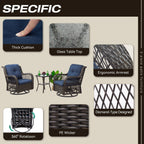 3-Piece Outdoor Brown Wicker Swivel Rocking Chairs Set