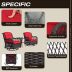 3-Piece Outdoor Brown Wicker Swivel Rocking Chairs Set