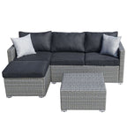 3-piece Outdoor Sectional Furniture All-weather Wicker Patio Conversation sets, Beige