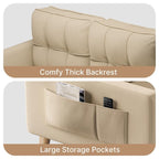3-Seater Modern Upholstered Sofa, Convertible Sofa, Sofa Bed with Sturdy Wooden Legs for Living Room