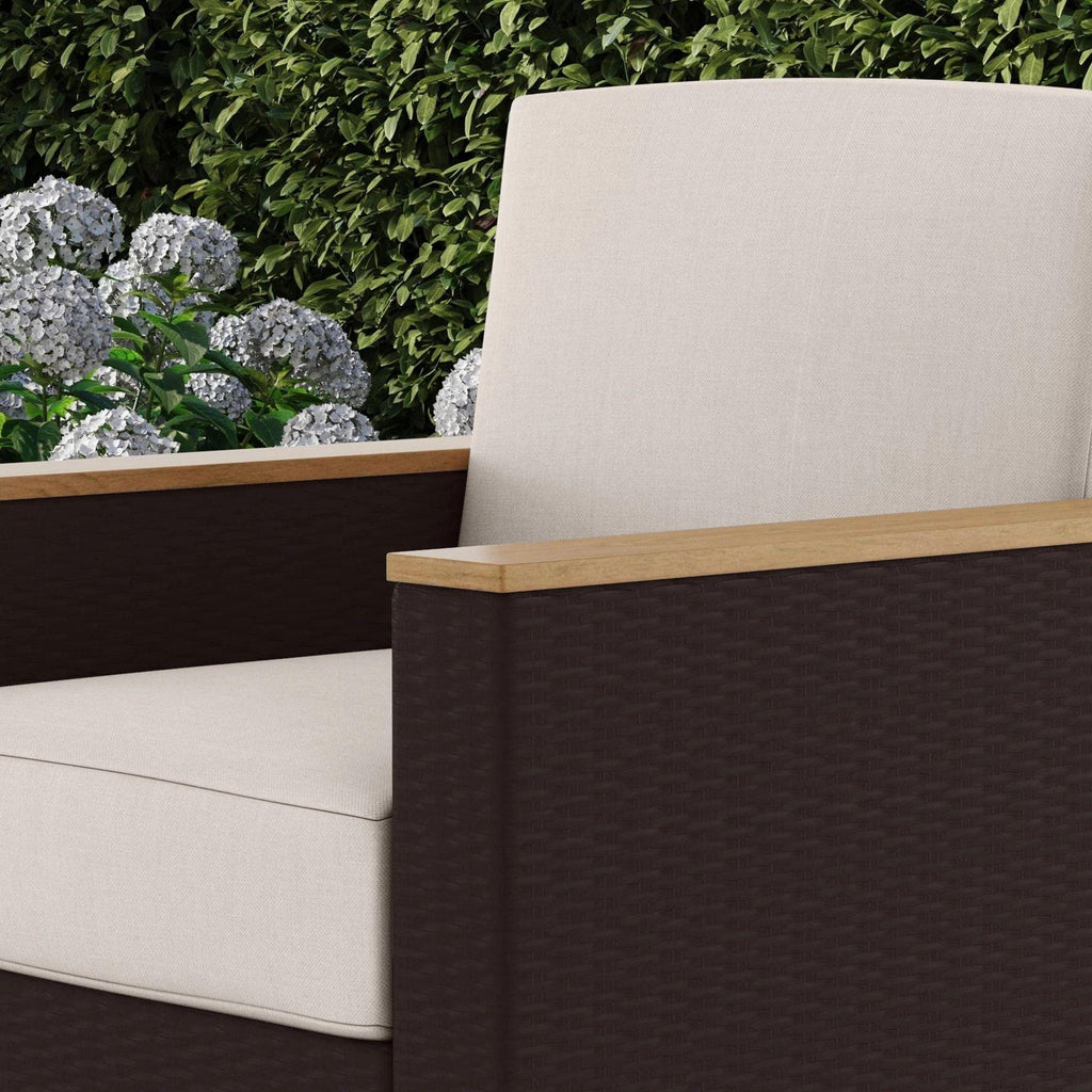 4-Piece Palm Springs Outdoor Rattan Armchair and Ottoman Set with Cushions by Homestyles