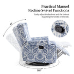 29'' W Pattern Swivel Glider Manual Push Back Recliner Chair Set of 2