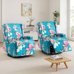 29'' W Pattern Swivel Glider Manual Push Back Recliner Chair Set of 2