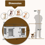Mcombo Large Dog Crate Furniture TV Stand,Wooden Dog Kennel with Double Doors 1861