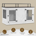 Mcombo Large Dog Crate Furniture TV Stand,Wooden Dog Kennel with Double Doors 1861