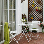 3pc Metal Folding Bistro Set, Weather-Resistant Outdoor/Indoor Conversation Set for Patio, Yard, Garden